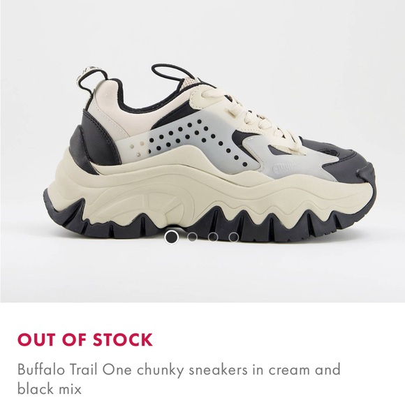 Buffalo trail one chunky sneakers in cream and black mix US 9 - Picture 7 of 7